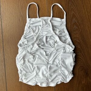 FP Movement by Free People White Ruched Spaghetti-Strap Tank